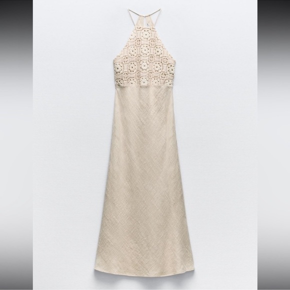 Zara Size Large crochet combination midi dress NWT - Picture 2 of 2